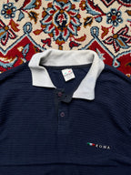 EMM&DI Navy Blue Textured Roma Polo TEE - M