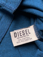 DIESEL Teal Blue Raglan Long Sleeve Henley Shirt - M