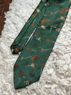 Vintage Melliard of London Green Flying Pheasant Duck Hunting Motif Tie