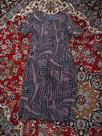 Vintage Japanese Geometric Optical Print Pleated Dress - M