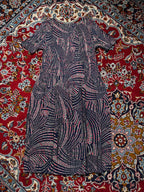 Vintage Japanese Geometric Optical Print Pleated Dress - M