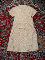 Vintage Beige Floral Button Front Dress - M