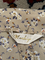 Vintage Beige Floral Button Front Dress - M