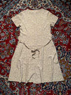 Vintage Beige Floral Button Front Dress - M