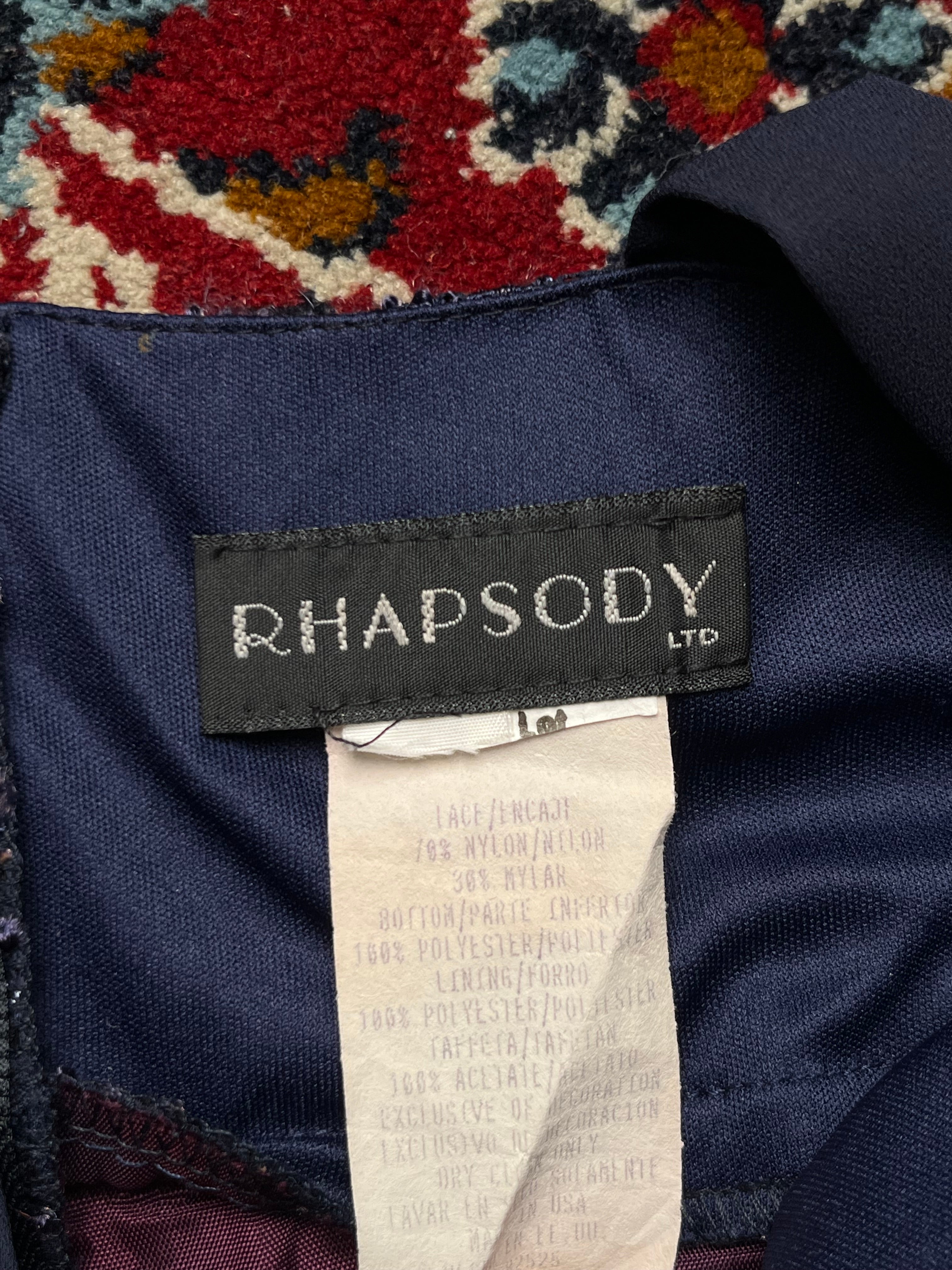 Vintage Rhapsody Navy Blue Beaded Lace Dress - S