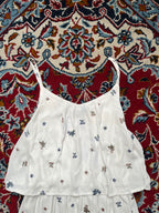 CHIP CLIP Floral Embroidered Tiered Cami White Dress - S