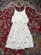 CHIP CLIP Floral Embroidered Tiered Cami White Dress - S