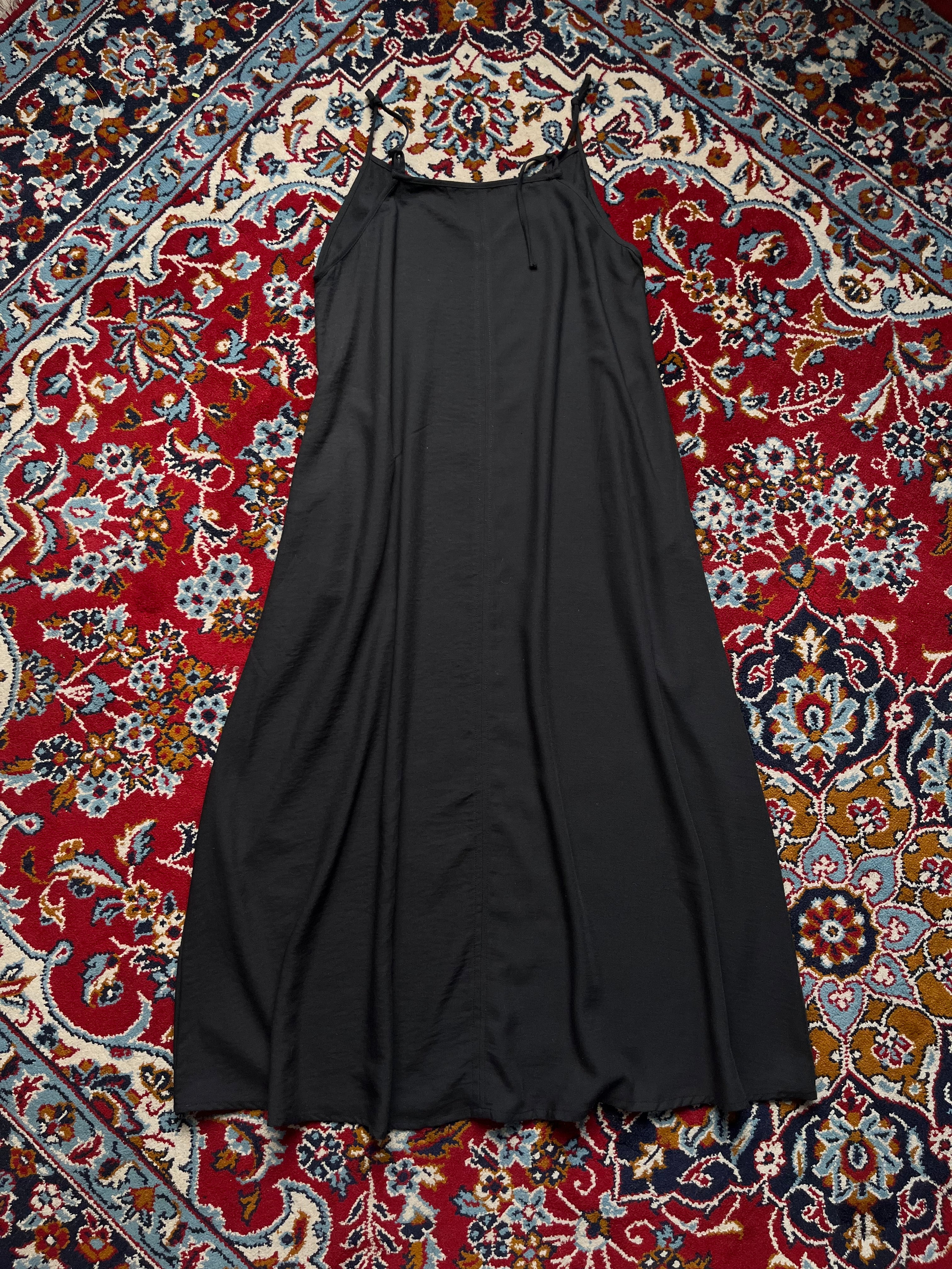 Solid Black Strap Cami Dress - M