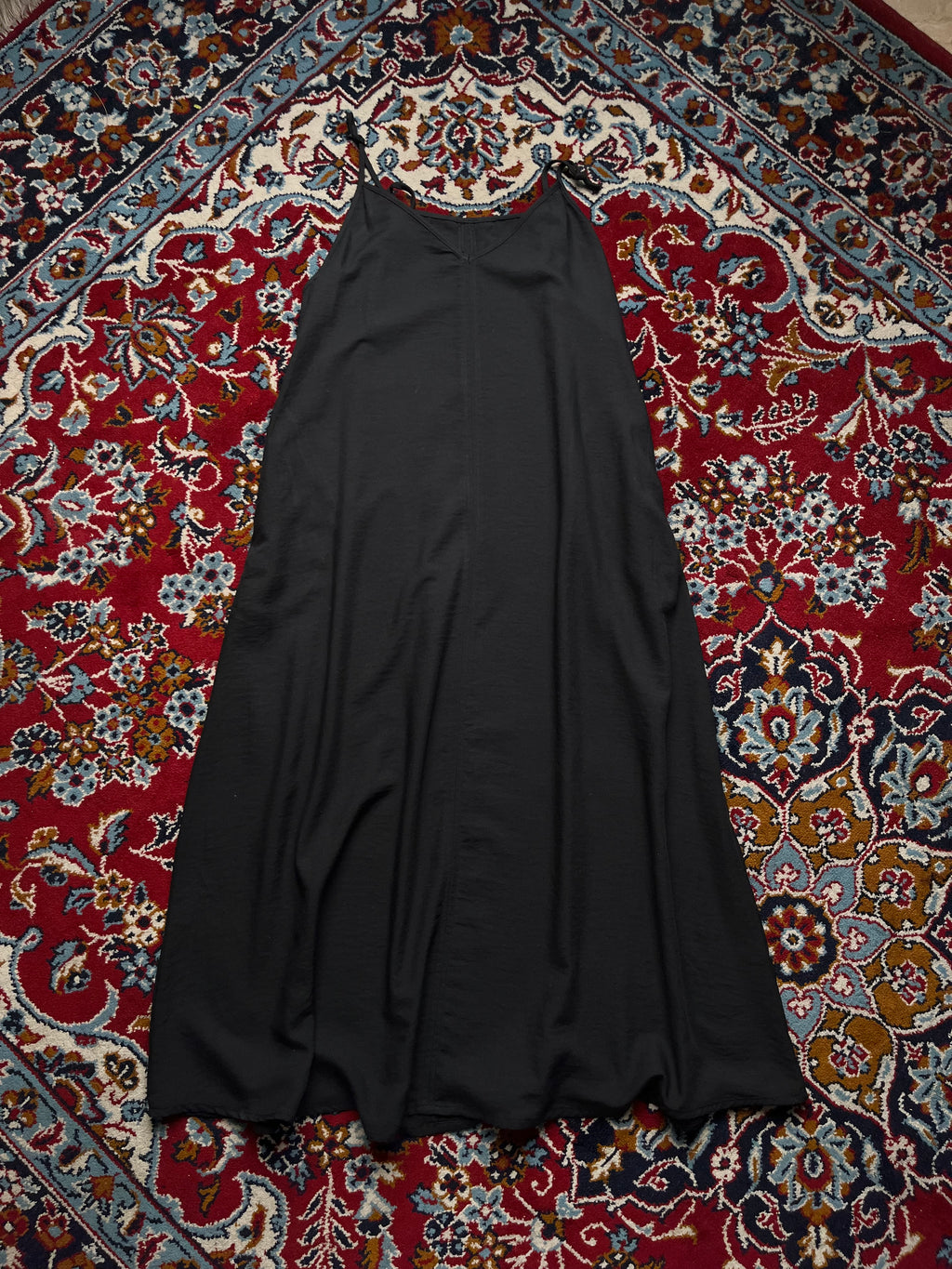 Solid Black Strap Cami Dress - M