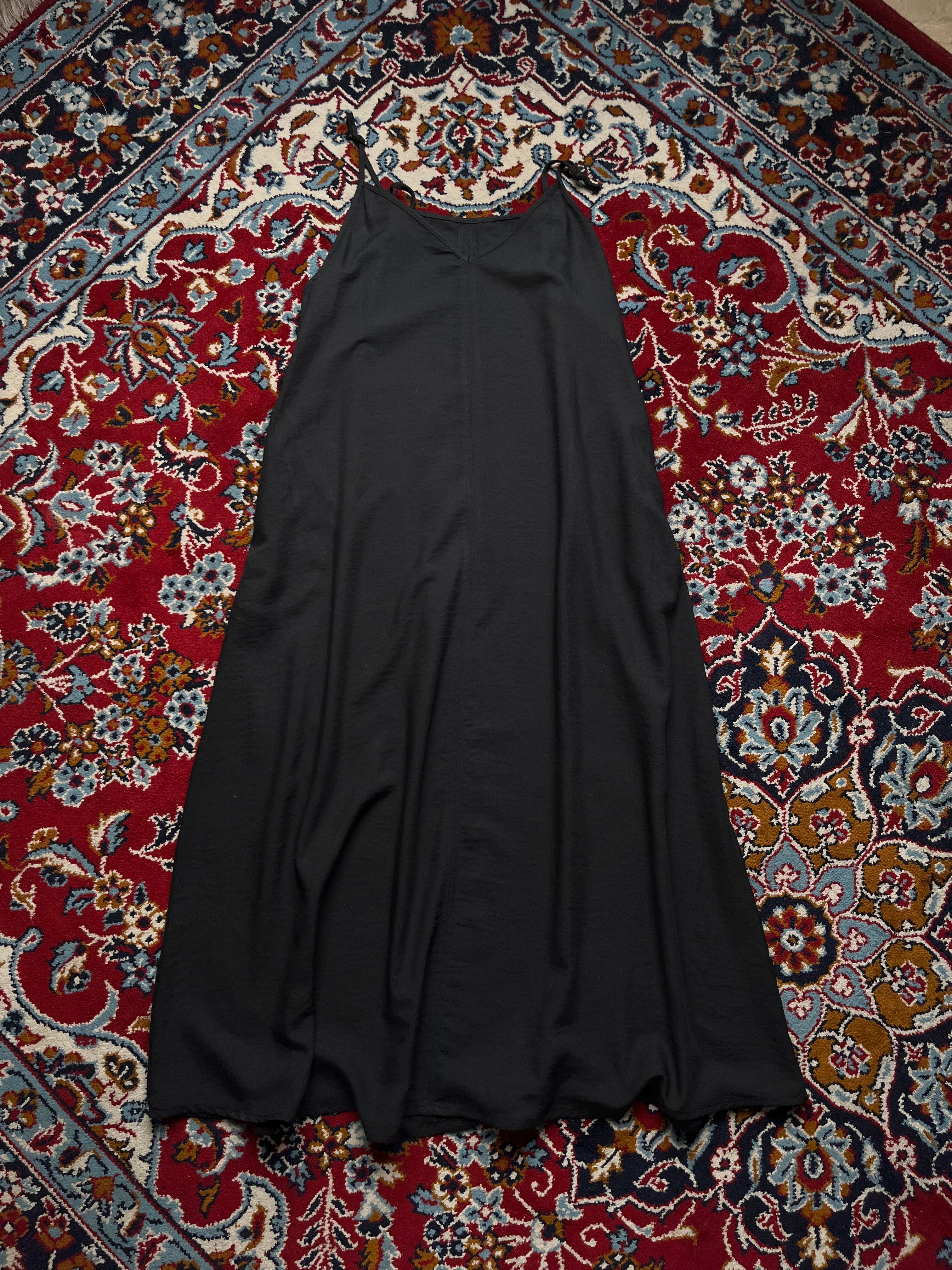Solid Black Strap Cami Dress - M