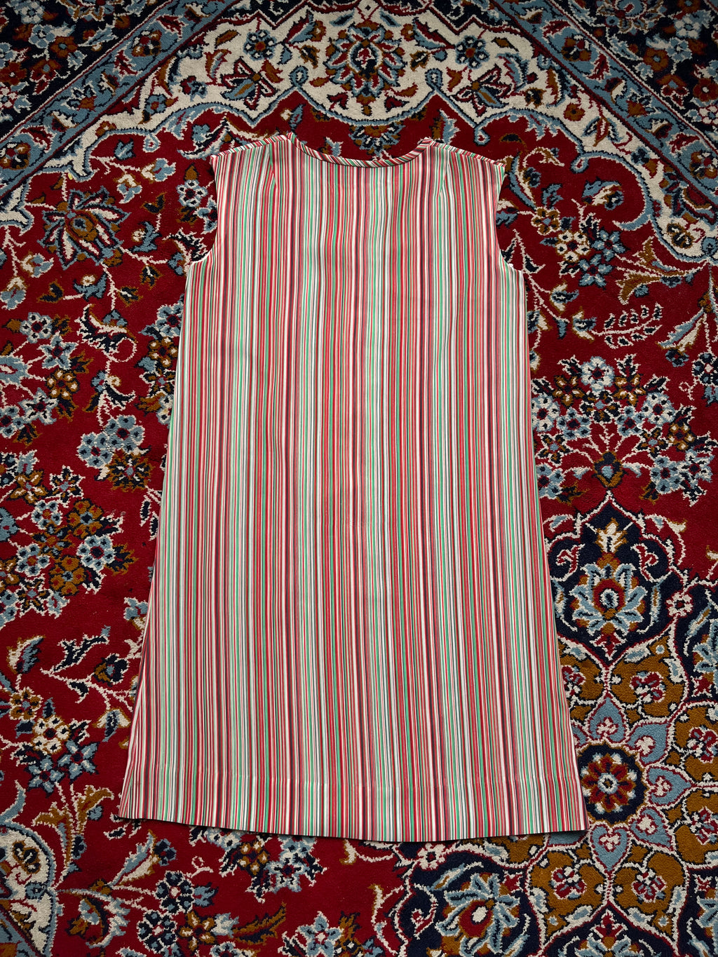Vintage Vertical Striped Sleeveless Dress - M