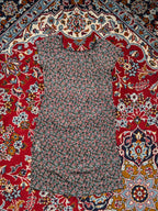 Vintage Micro Floral Print Square Neck Dress - M