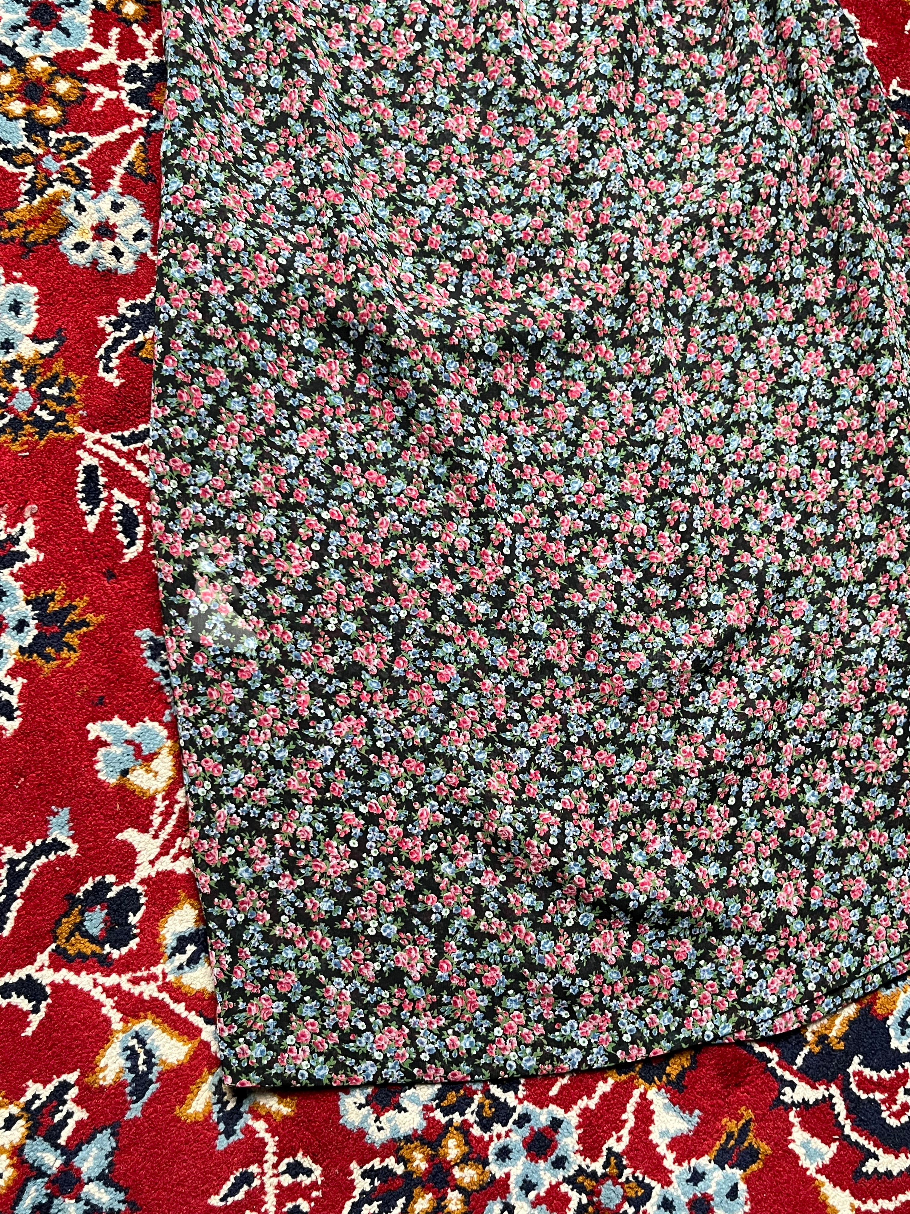 Vintage Micro Floral Print Square Neck Dress - M