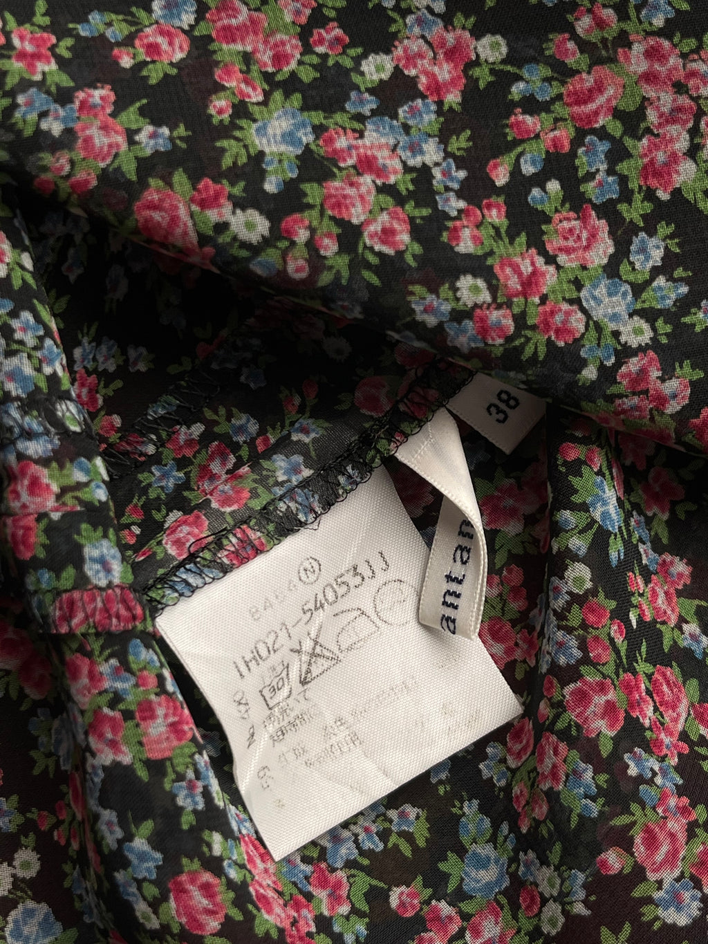 Vintage Micro Floral Print Square Neck Dress - M