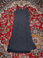 Vintage Japanese Floral Ditsy Print Layered Dark Navy Strap Cami Dress - M