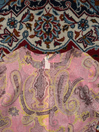 Vintage Pink Paisley Short Sleeve Dress - M