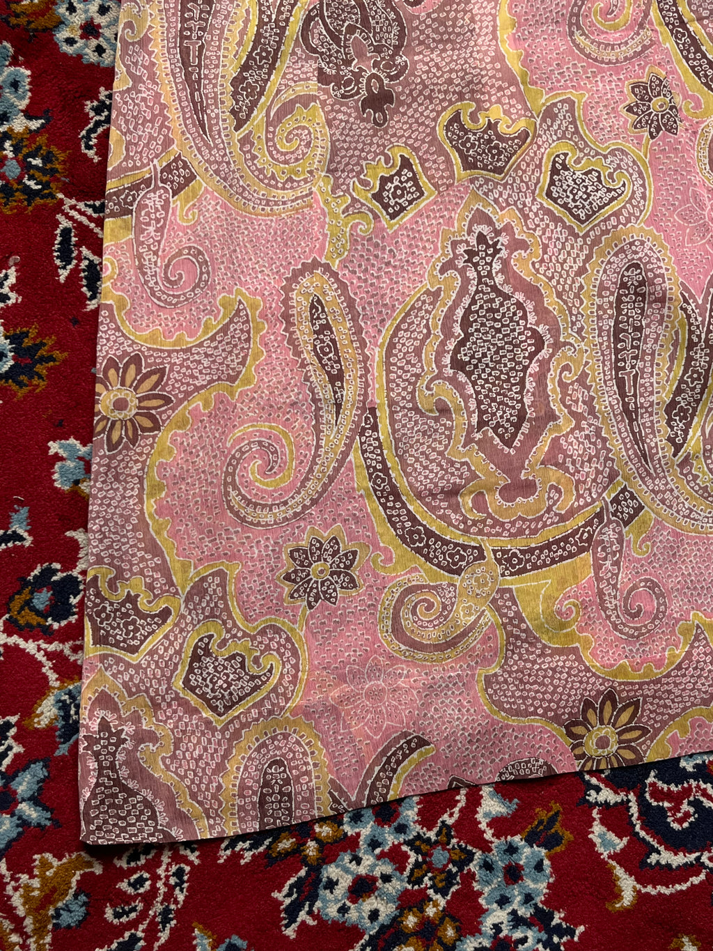 Vintage Pink Paisley Short Sleeve Dress - M
