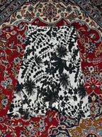 Vintage Black White Floral Chiffon Skirt - 28