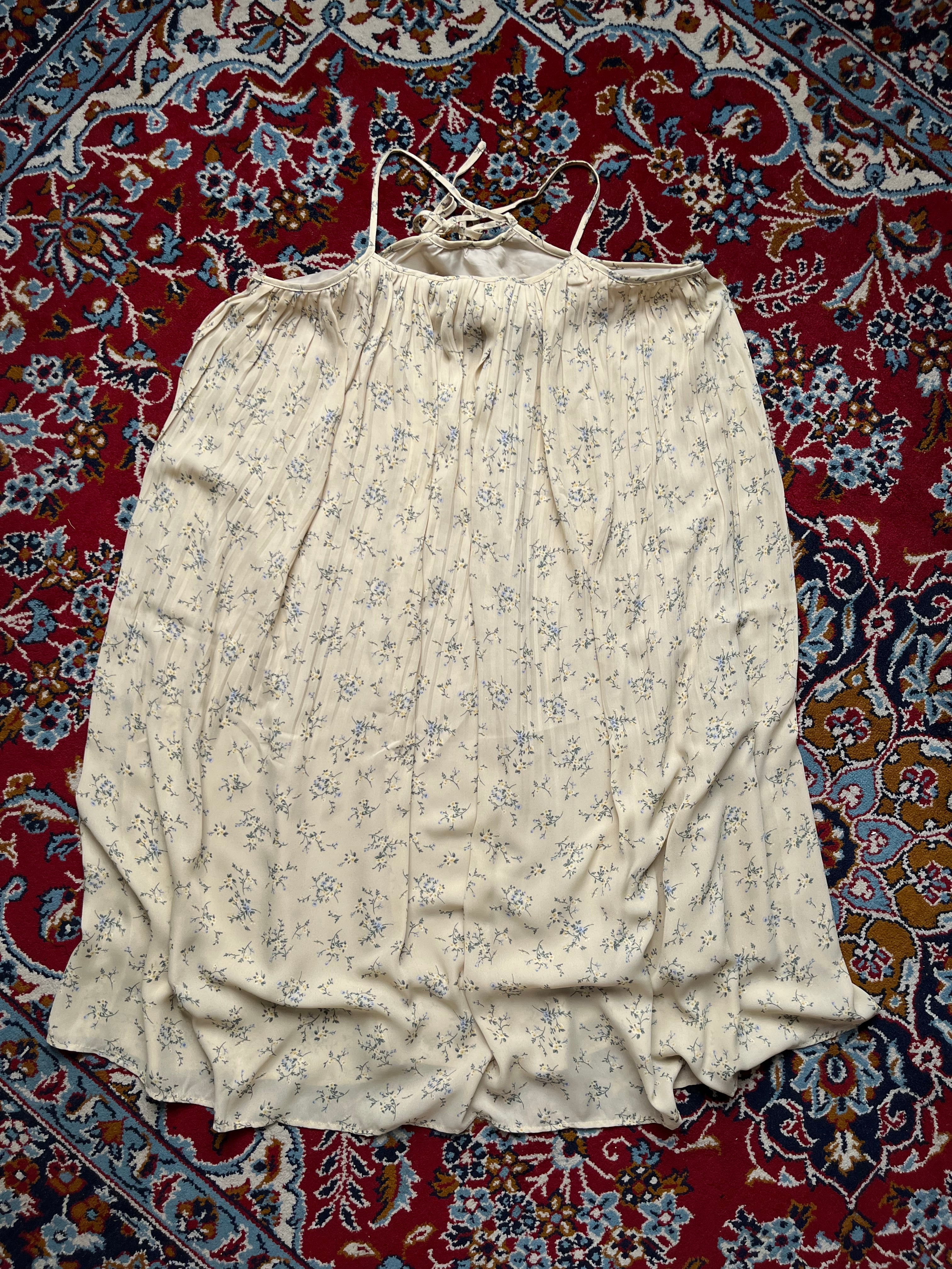 earth music & ecology Floral Pleated Beige Cami Dress - L