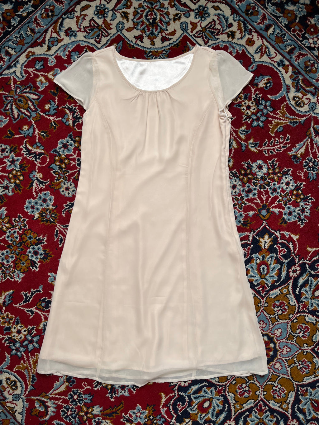 Vintage Japanese Silk Touch Pale Pink Dress - M