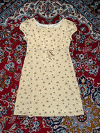 Vintage Japanese Floral Ditsy Beige Dress - M