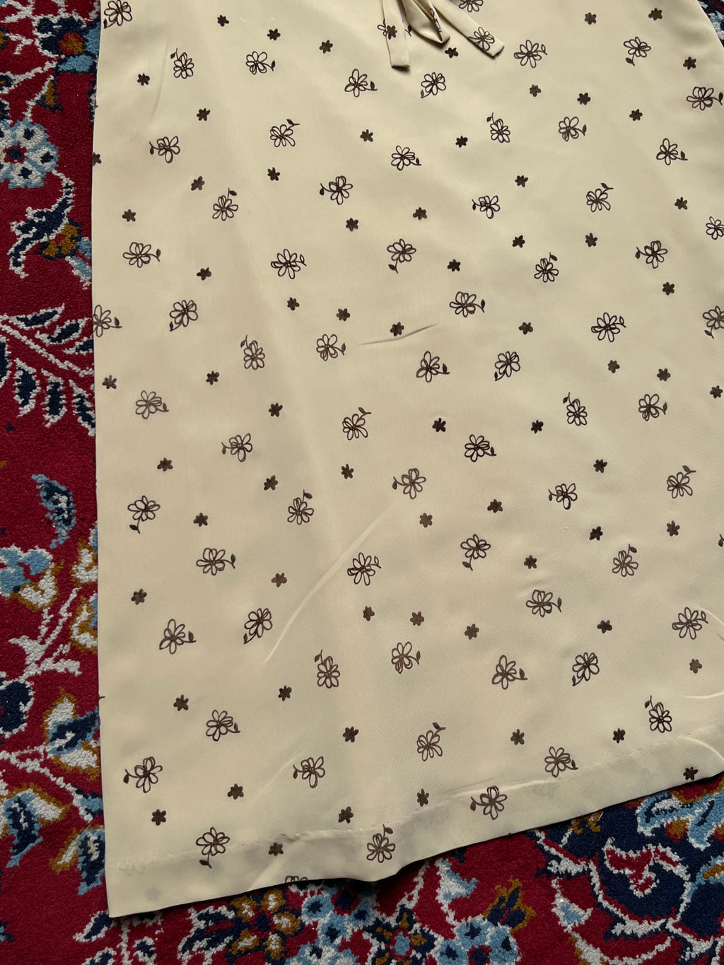 Vintage Japanese Floral Ditsy Beige Dress - M