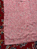 Vintage Marbled Feather Print Pink Camp Collar Dress - L