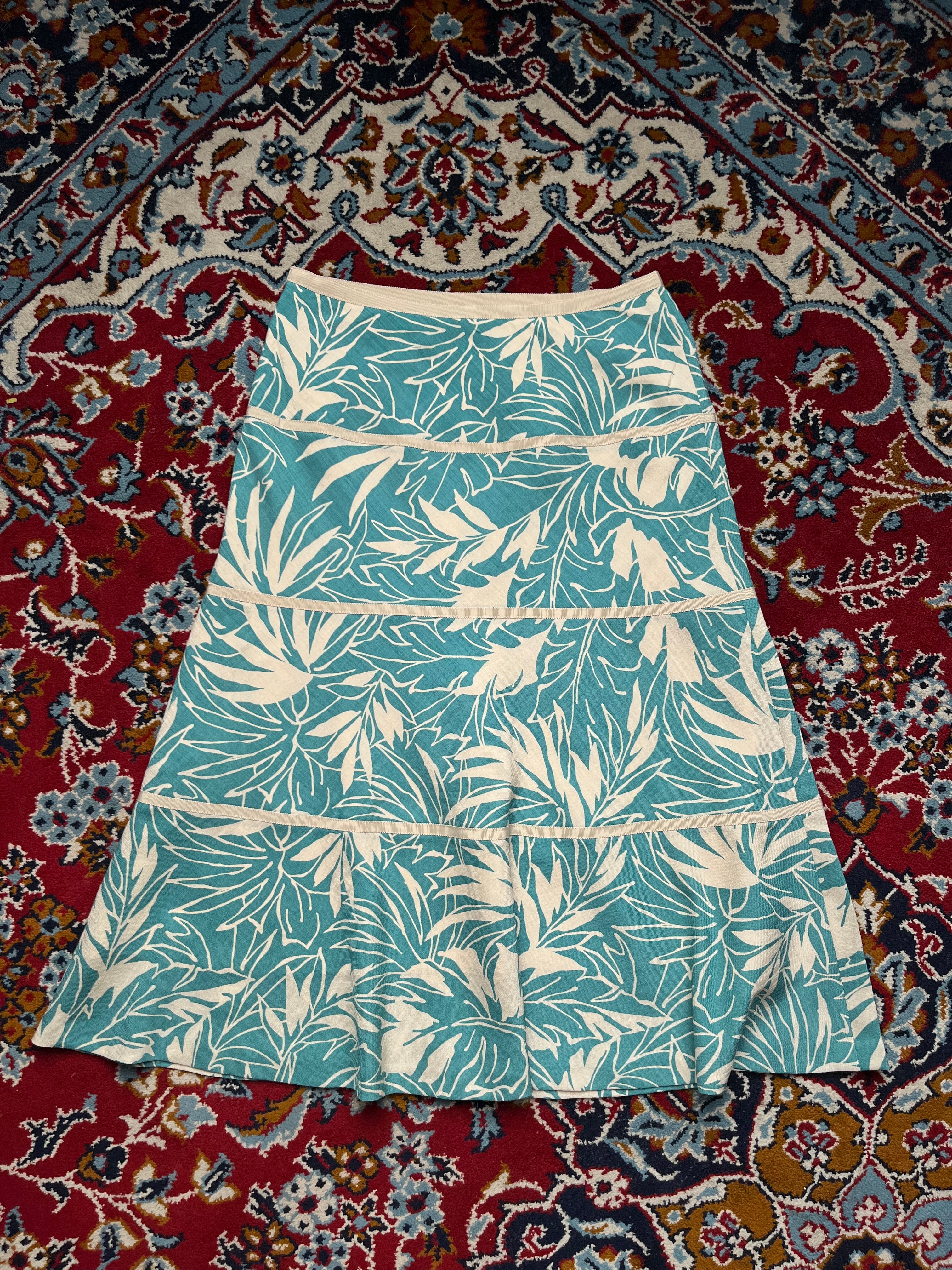 CALOMEL Vintage Japanese Floral Leaf Print Skirt - 26