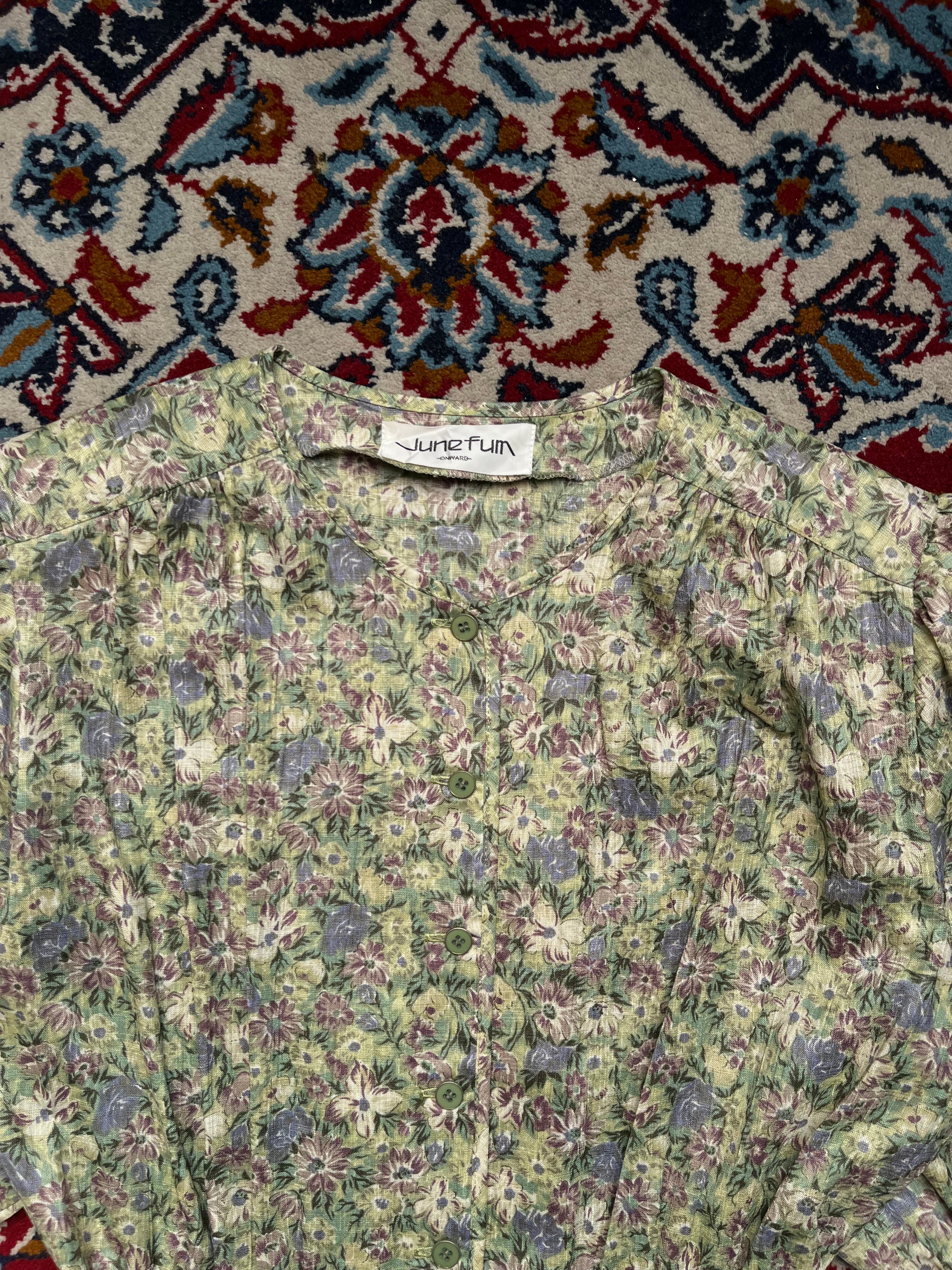 Junefum ONWARD Vintage Japanese Floral Puff Dress - M