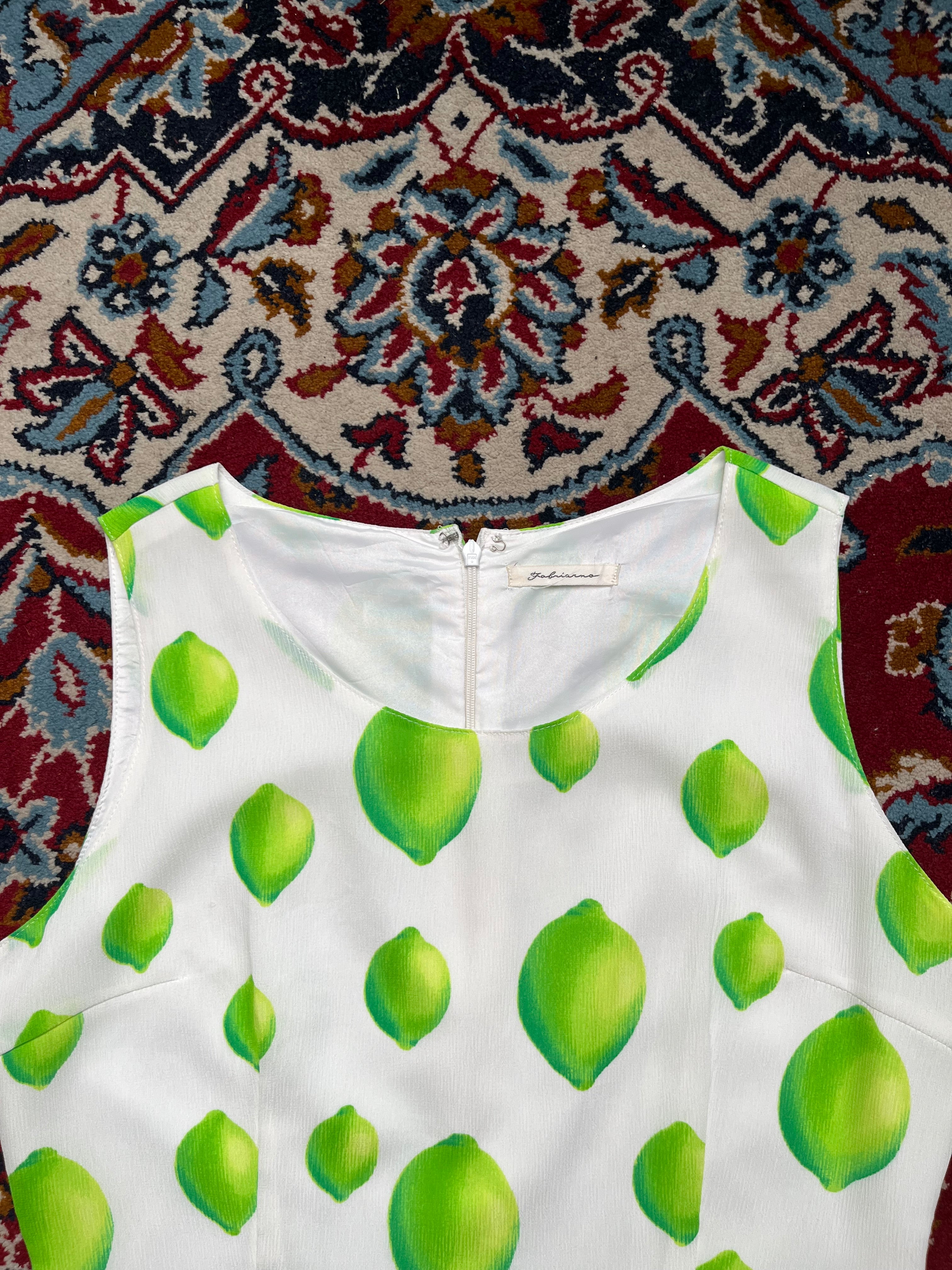 Fabriarno Vintage Lime Fruit Graphic Print Sleeveless Dress - S