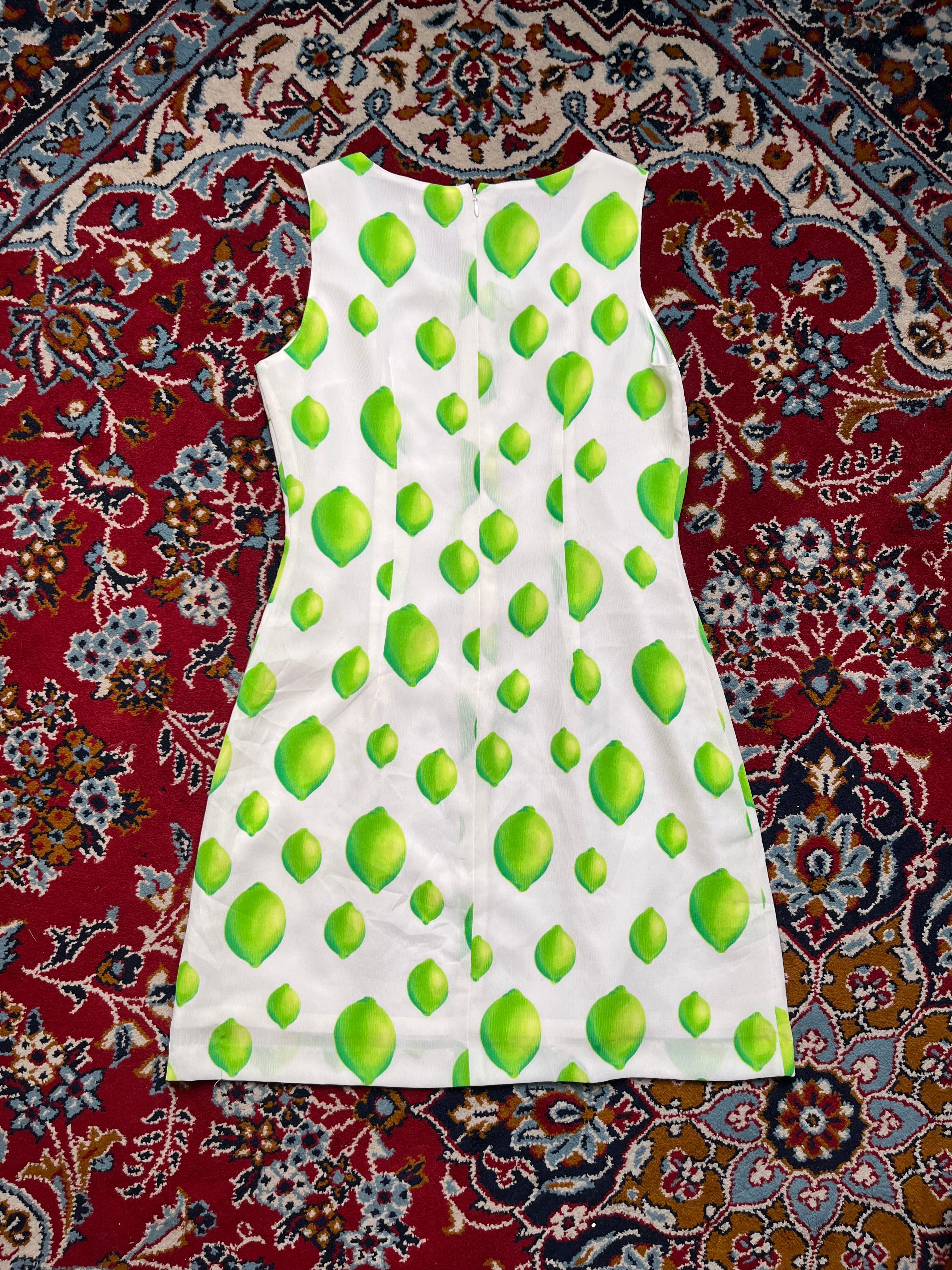 Fabriarno Vintage Lime Fruit Graphic Print Sleeveless Dress - S