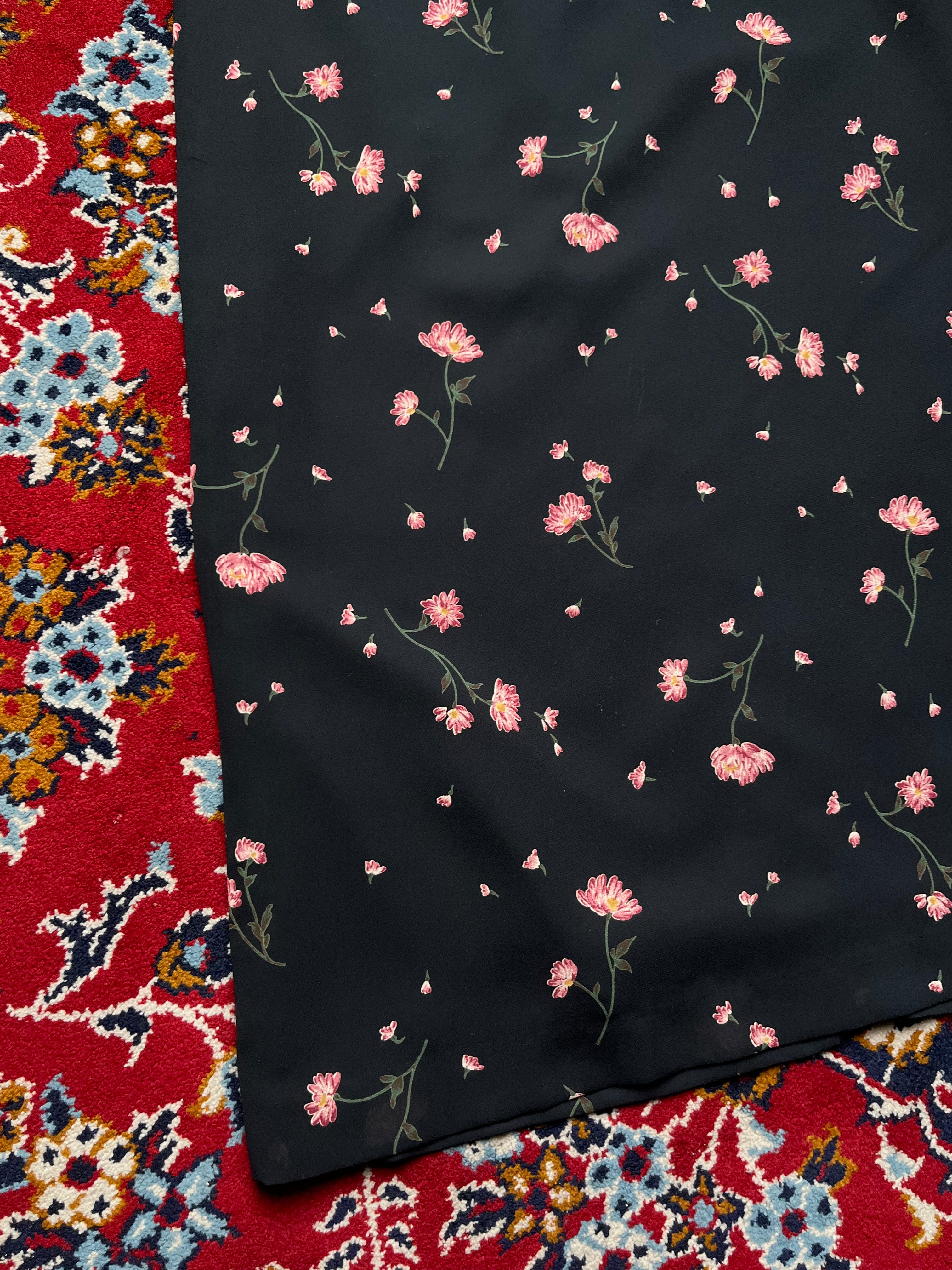 VANT Vintage Floral Print BLACK Skirt - 24