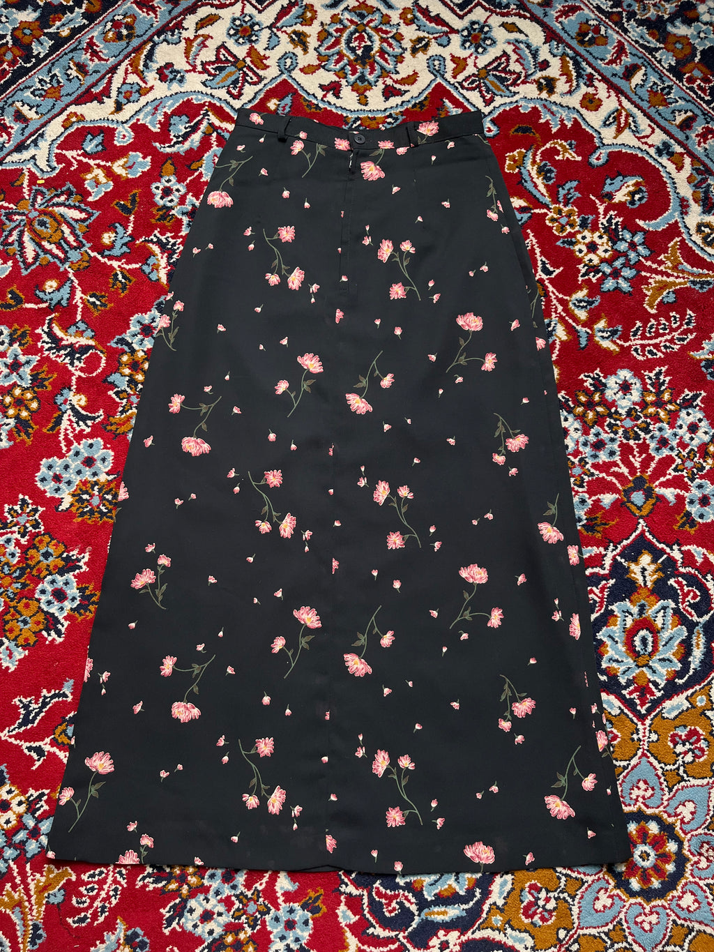 VANT Vintage Floral Print BLACK Skirt - 24