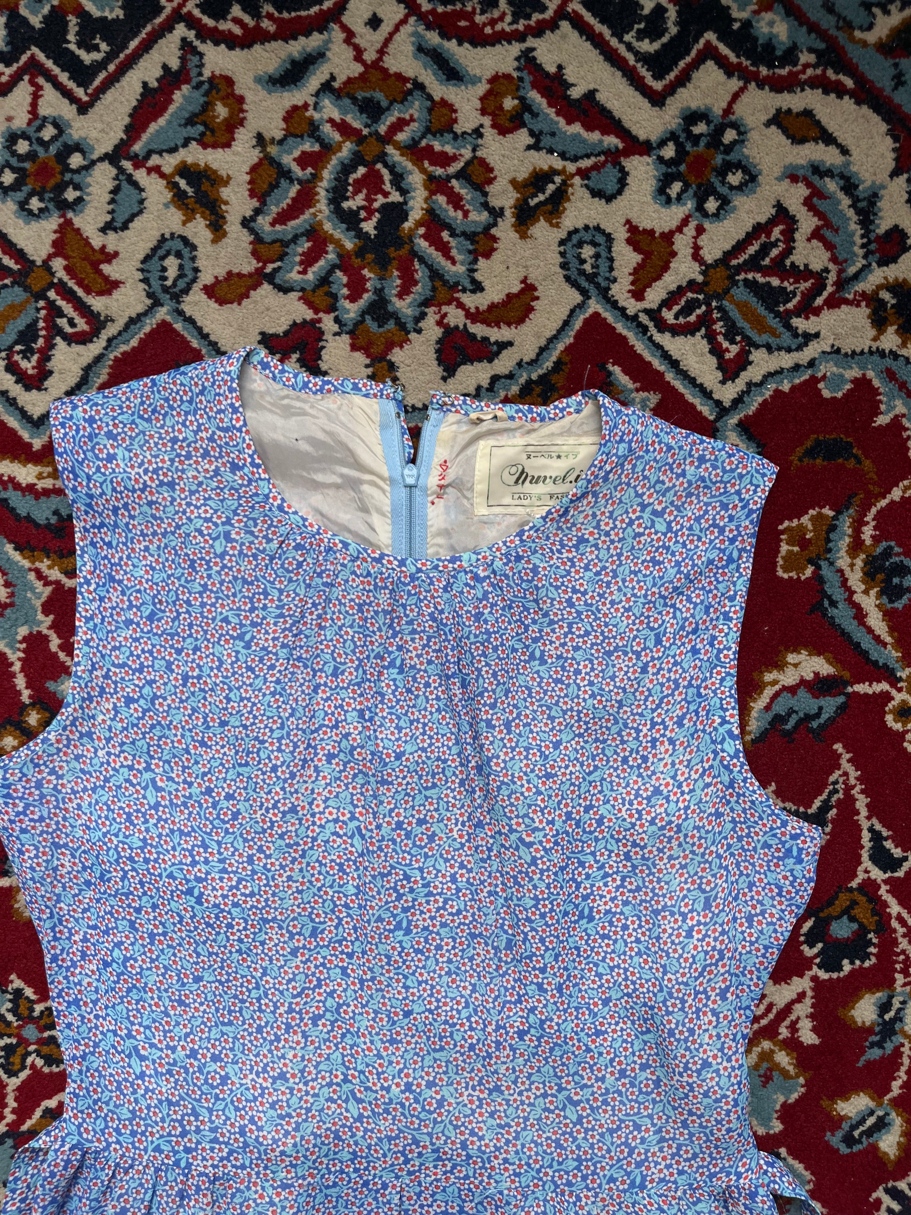 Vintage Nuvelive Ditsy Floral Print Sleeveless Dress - S