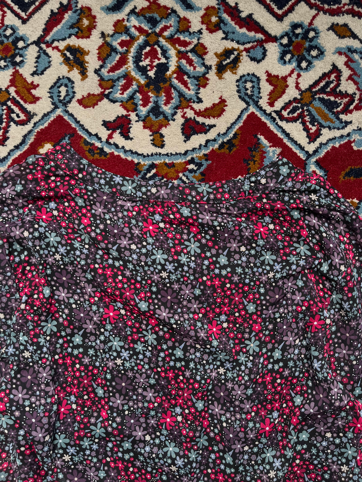 Vintage Ditsy Floral Print Multicolor Dress - S