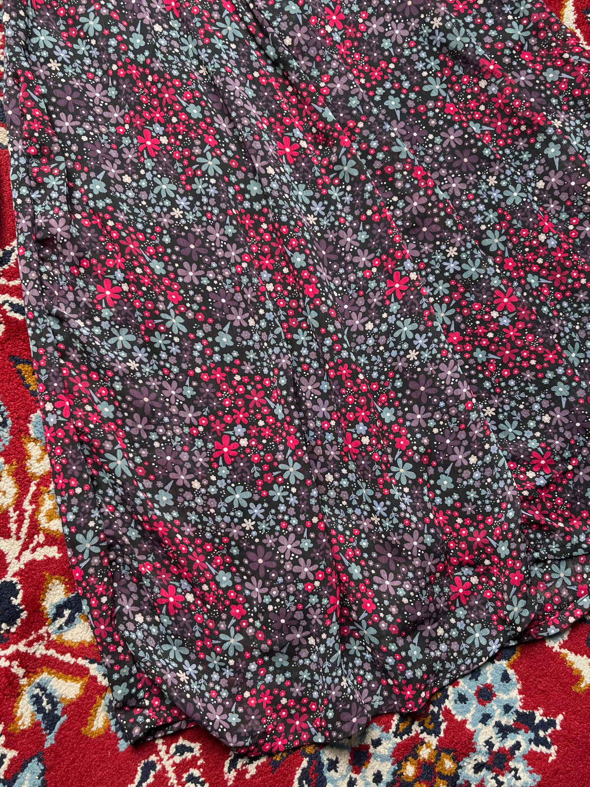 Vintage Ditsy Floral Print Multicolor Dress - S