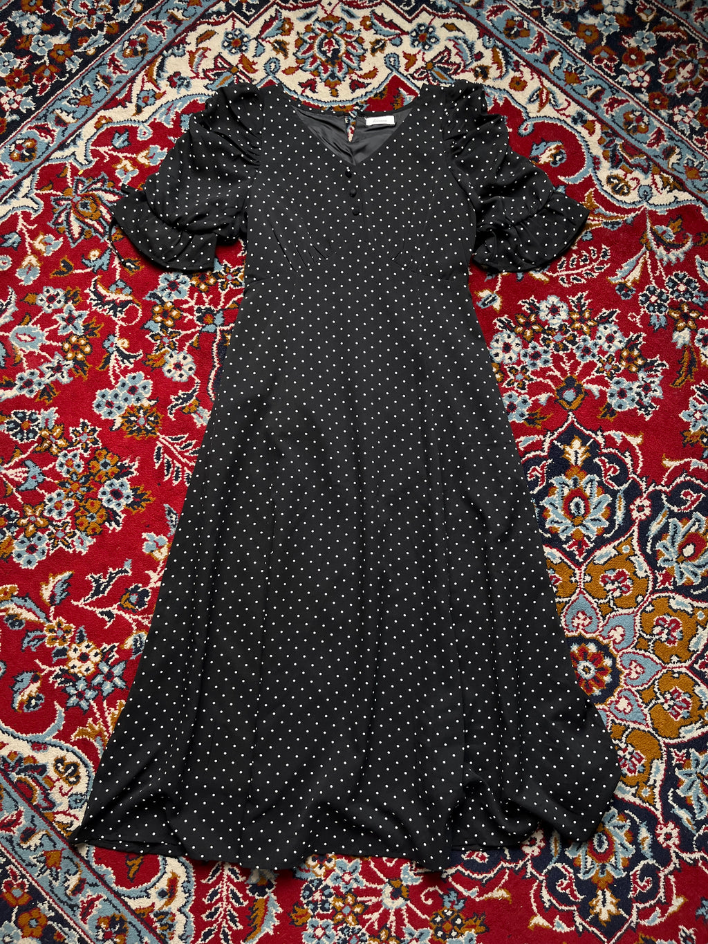 Wallamanda Black Polka Dot Dress - S