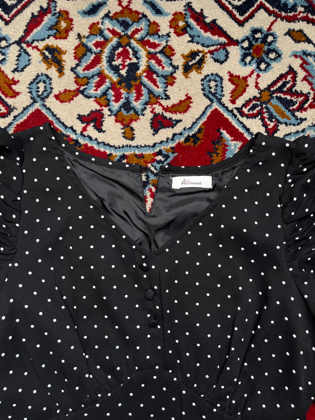 Wallamanda Black Polka Dot Dress - S