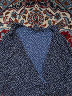 Amelie & Me Navy Polka Dot Ruffle Wrap Dress - L