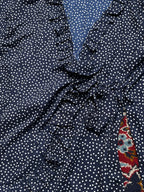 Amelie & Me Navy Polka Dot Ruffle Wrap Dress - L