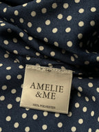 Amelie & Me Navy Polka Dot Ruffle Wrap Dress - L