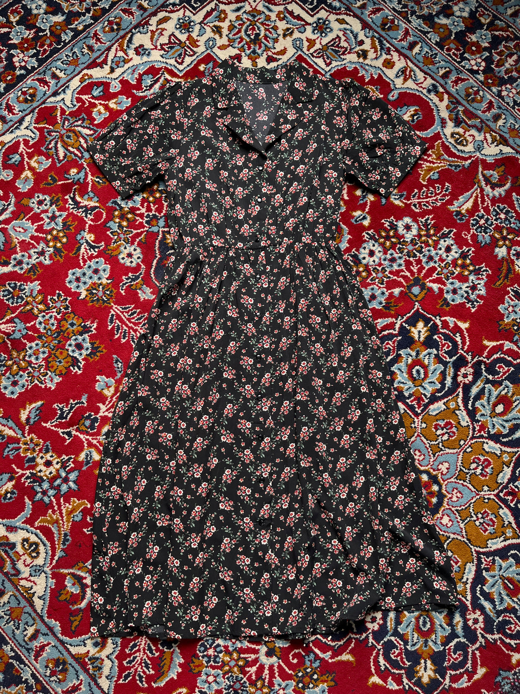 INGNI Black Floral Print Button Front Dress - M