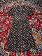 INGNI Black Floral Print Button Front Dress - M