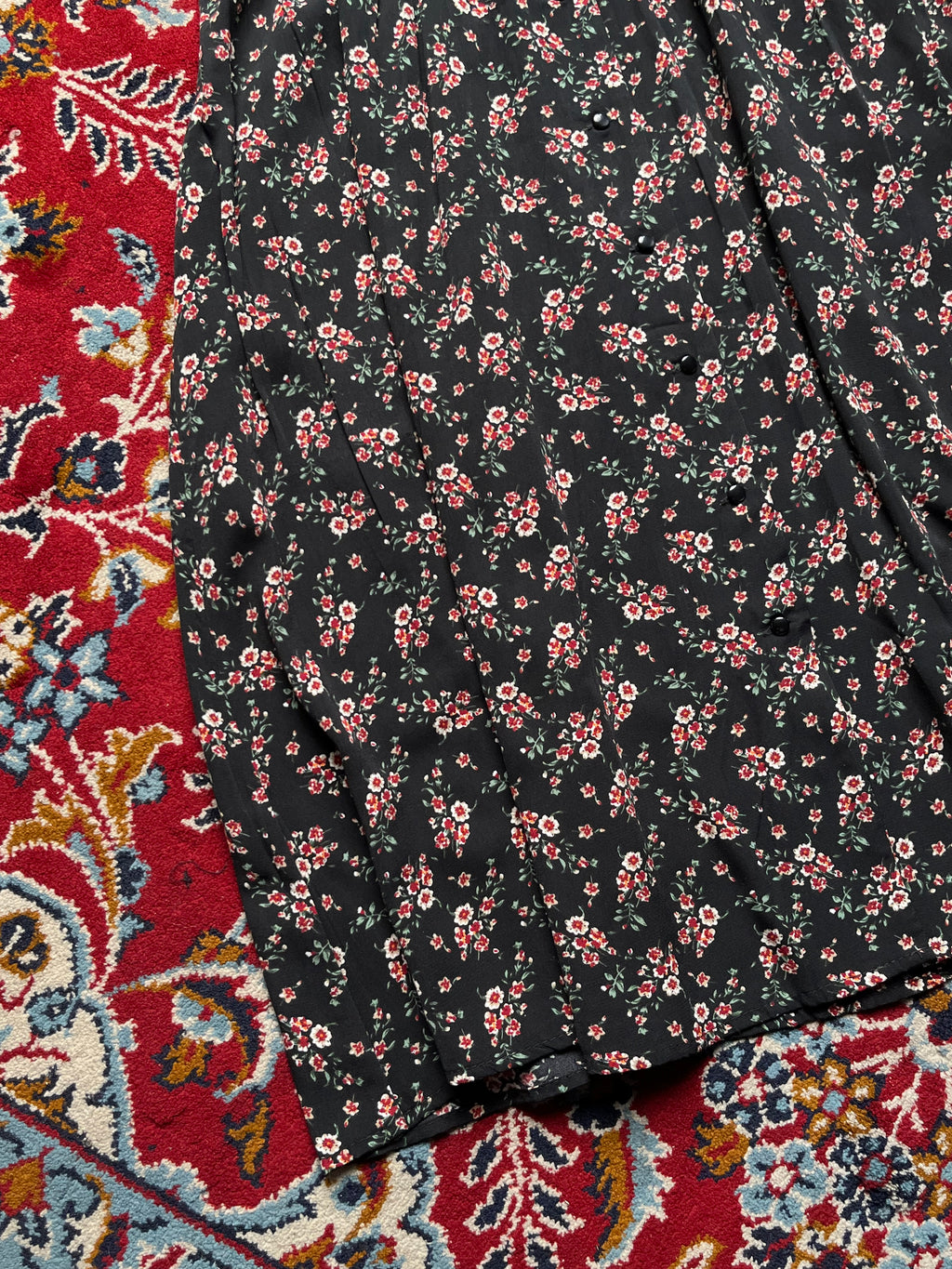 INGNI Black Floral Print Button Front Dress - M