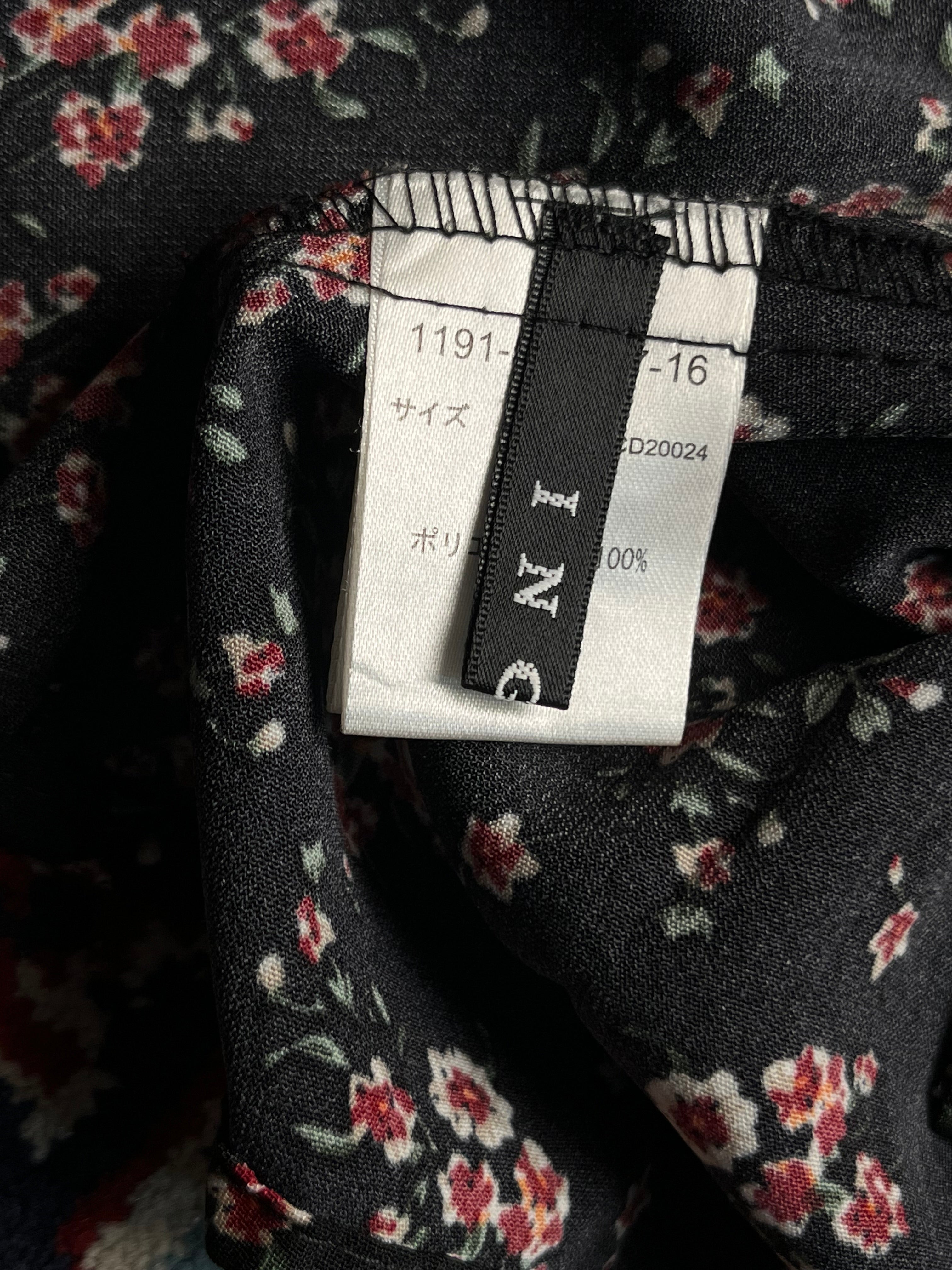 INGNI Black Floral Print Button Front Dress - M