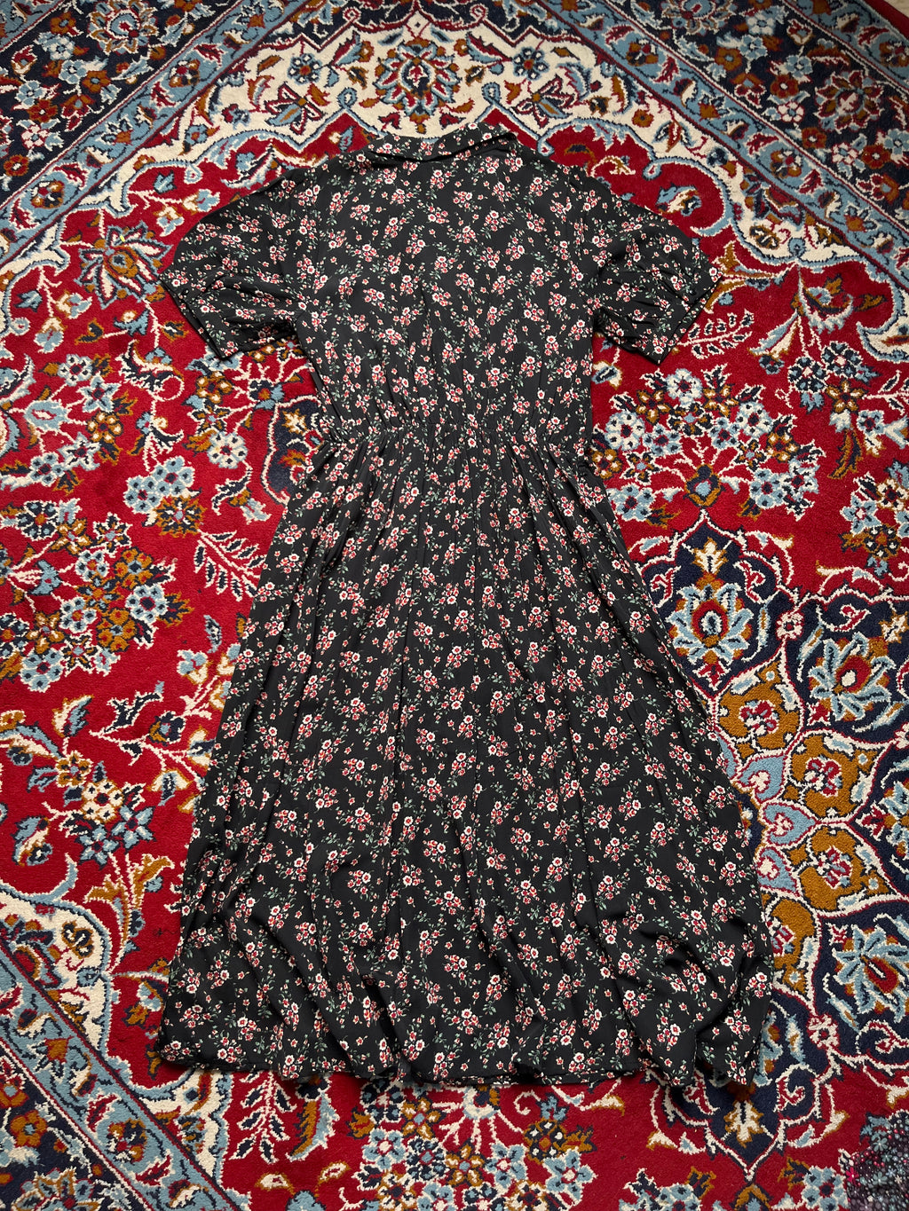 INGNI Black Floral Print Button Front Dress - M