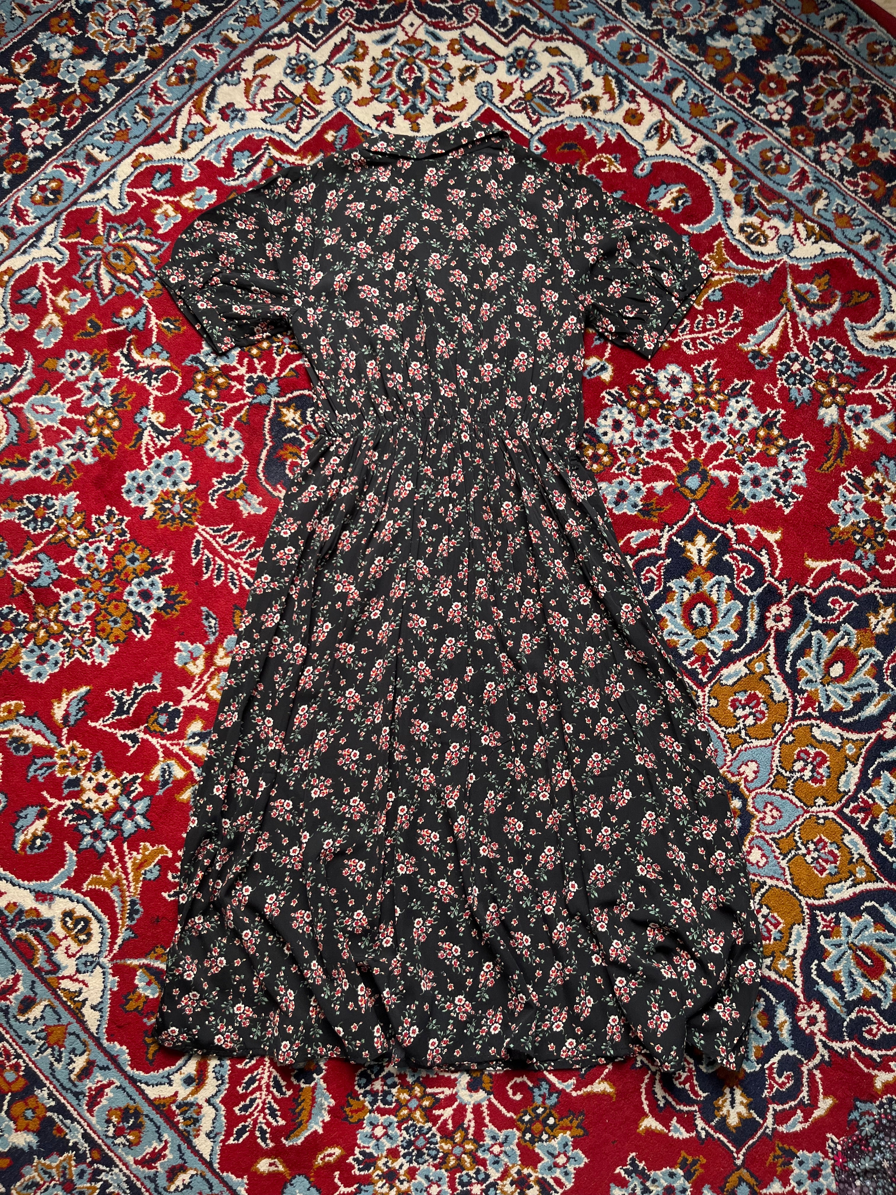 INGNI Black Floral Print Button Front Dress - M