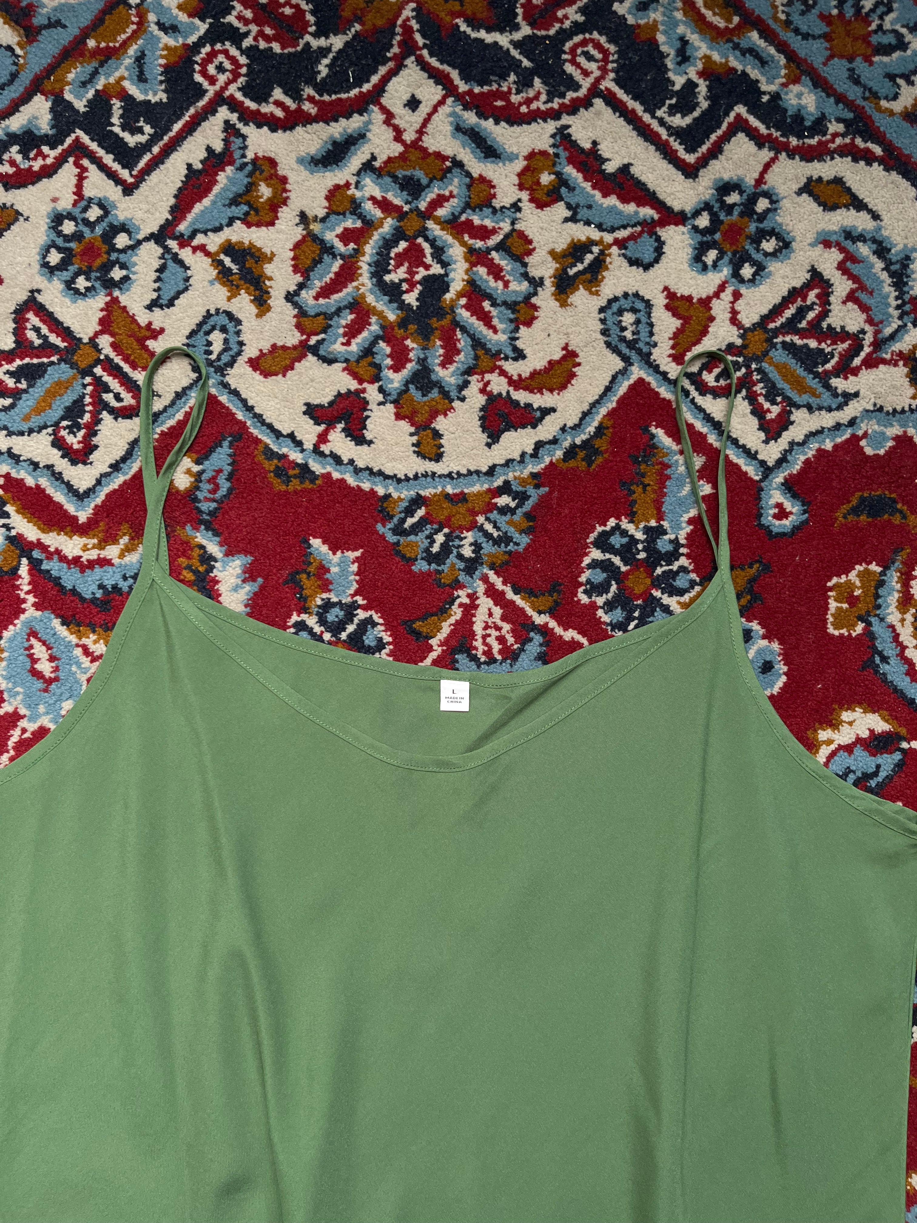 UNIQLO Green V-Neck Cami Dress - M