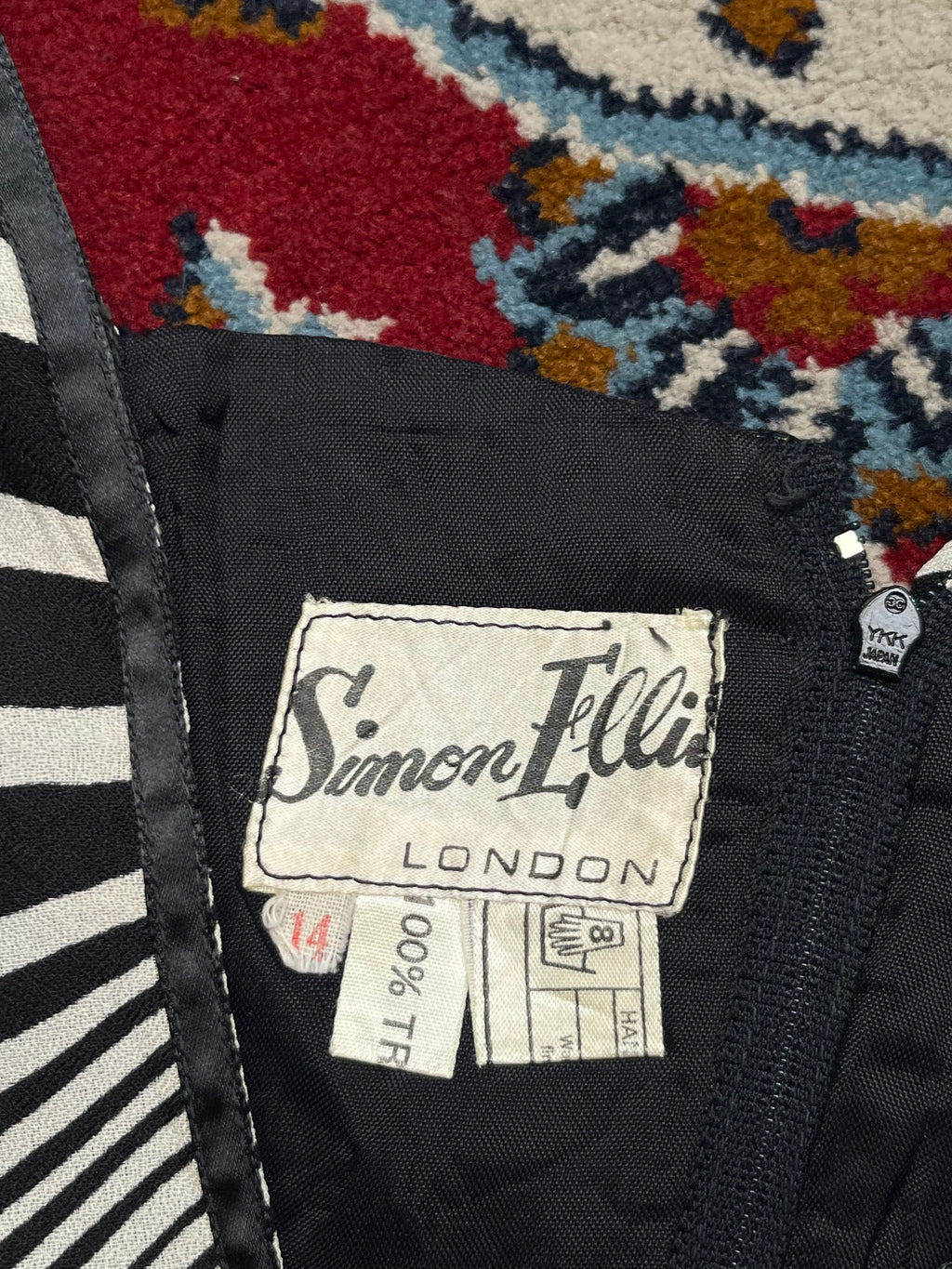 Vintage Simon Ellis London Zebra Stripe Dress - S
