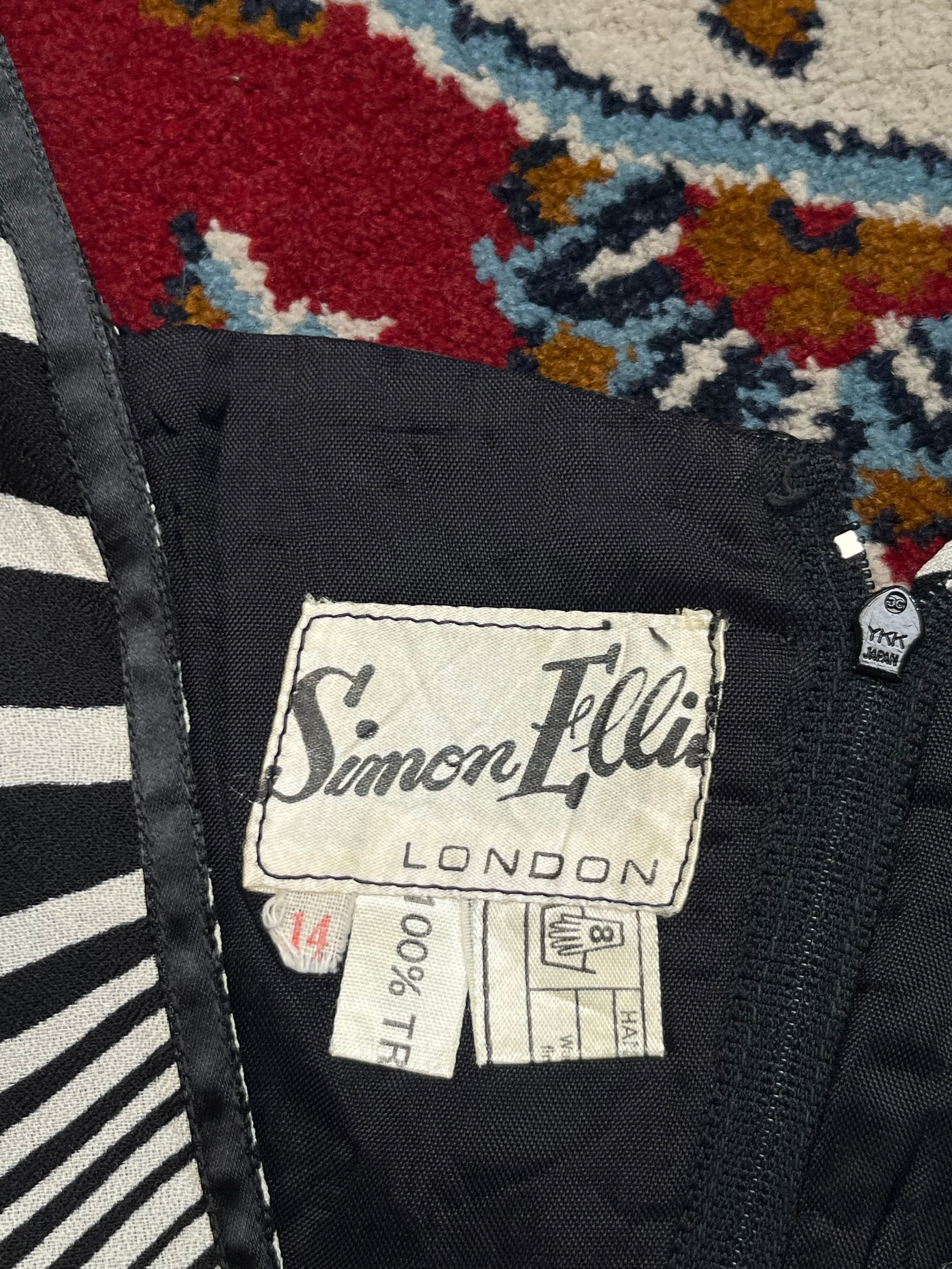 Vintage Simon Ellis London Zebra Stripe Dress - S